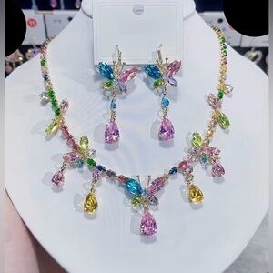 Colorful Gemstone Necklace and Earring Set